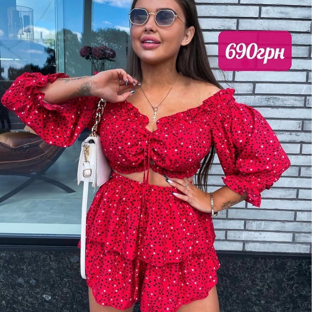 Red Polka Dot Off-Shoulder Dress